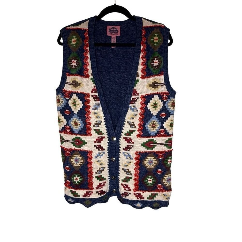 Vintage Cambridge Dry Goods Country Store Beaded Navajo Sweater Vest Sz S